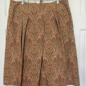 Talbots Paisley A-Line Skirt - Brown and Gold